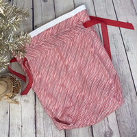 Sac à cordon personnalisé avec logo rayé pour Noël, sac cadeau réutilisable en tissu, sac de rangement pour les fêtes de Noël, décoration de fête