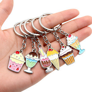 Porte-clés en métal émaillé en forme de donut, cupcake, crème glacée, mignons et variés, personnalisables avec logo, fournisseur de cadeaux promotionnels pour usines - Product Image 1