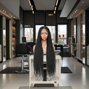 UMS 뷰티 고온 섬유 버터플라이 브레이드 풀 레이스 가발 (남녀공용) - 기계식 이중 웨프트 헤어 브레이드 모든 색상 - Product Image 1