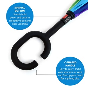 Parquet 50+ Uv rainbow 23 Inch Double Layer Inverted <b>Umbrellas</b> C Shaped Handle Reverse Folding Windproof <b>Umbrella</b> - Product Image 3