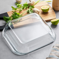 Passe au micro-ondes et au four en verre borosilicaté 9x9 plaque carrée ensemble plat de cuisson Premium pour la cuisson à la maison et la cuisine