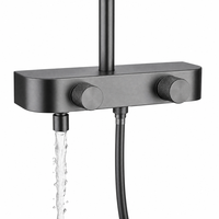 Ensemble de robinetterie de douche thermostatique brossée en cuivre, 3 fonctions, mural apparent, avec fonction pluie et pause, valve en céramique souple, pour hôtels et villas