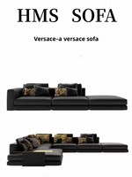 Canapé modulaire en bois noir de luxe italien, grand format, design en L, pour salon d'appartement