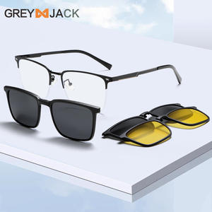 Lunettes de soleil magnétiques Greyjack pour hommes, en acier inoxydable, semi-cerclées, polarisées, vision nocturne, anti-UV, verres TAC - Product Image 5