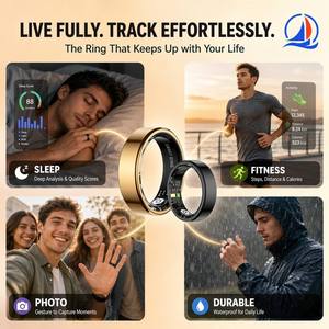 แหวนสมาร์ท OEM พร้อมแบตเตอรี่เสริม 144mAh และแหวนติด<span class=keywords><strong>ต</strong></span>ามอั<span class=keywords><strong>ต</strong></span>ราการเ<span class=keywords><strong>ต</strong></span>้นของหัวใจ กันน้ำ พร้อมฟังก์ชั่นควบคุมการถ่ายภาพด้วยท่าทาง สำหรับขายส่ง - Product Image 5