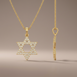 Colgante Estrella de David en Oro Rosa/Blanco/Amarillo de 14K con Baño de Rodio, Diseño Clásico para Mujer, Diamantes Cultivados en Laboratorio con Corte Brillante, para Boda - Product Image 1