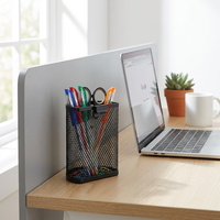 Support de stylos suspendu en maille métallique demi-rond, organisateur de bureau peu encombrant pour le rangement de fournitures de bureau, scolaires et domestiques