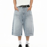YOUMI ODM Streetwear Patchwork Y2K personnalisé vêtements de travail à jambe droite Denim lavé pantacourt ample été Denim court