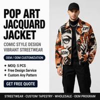 Vestes en tapisserie pour hommes en gros, style streetwear, entièrement zippées, en jacquard tissé effet couverture, manteaux grande taille, vestes en tapisserie personnalisées pour hommes