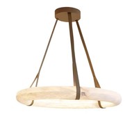 Lustre de plafond LED en marbre et cuivre, réglable en hauteur, style post-moderne créatif, pour salon, hôtel, villa, salle à manger