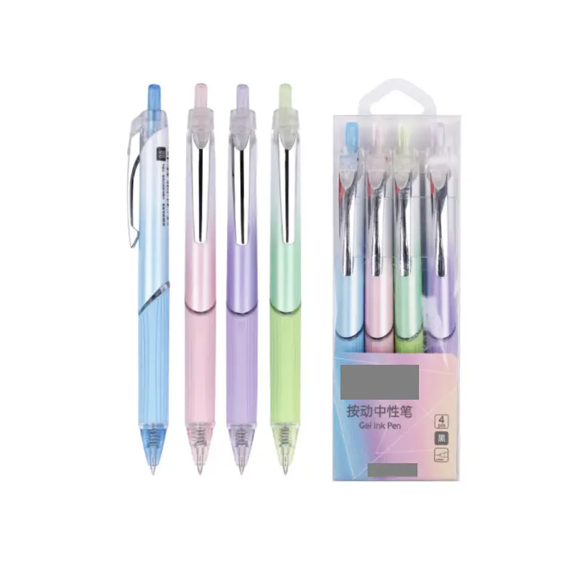 Cute Kawaii Cartoon Student Gel Pen Set Stationery Gift Supplies Retractable Plastic Pen 0.5mm 4pcs/pack