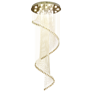 Luminarias <span class=keywords><strong>interiores</strong></span> LED modernas, lámparas <span class=keywords><strong>colgantes</strong></span> de luz de techo, cuentas de cristal, araña LED en espiral, accesorios de iluminación largos <span class=keywords><strong>para</strong></span> <span class=keywords><strong>escaleras</strong></span> - Product Image 6