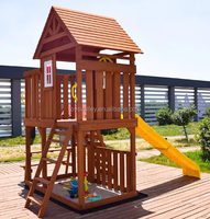 Maison de jeu double étage en bois classique de haute qualité pour enfants, avec toboggan télescopique et bac à sable, pour les 4-9 mois, Shandong