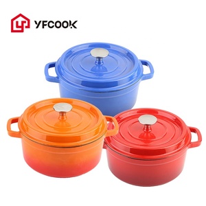 Marmite en fonte <span class=keywords><strong>émaillé</strong></span>e de 20/22/24/26/<span class=keywords><strong>28</strong></span> <span class=keywords><strong>cm</strong></span> avec couvercle/four hollandais antiadhésif pour la cuisson du pain, ustensiles de cuisine à double poignée - Product Image 1