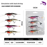 Lot de 4 leurres souples multi-sections en forme de crevettes, 10 cm, 12 g, pour la pêche au bar