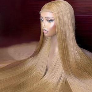 Vente en gros 180% densité 5x5 Hd dentelle fermeture Bye Bye noeuds miel blond os perruque droite cheveux indiens bruts perruque de cheveux humains sans colle - Product Image 1