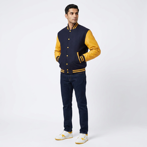Men's & Women's FINER THREADS Winter Varsity Jacket Polyester/Cotton Knitted Breathable Stand Collar <b>Covered</b> <b>Button</b> Closure - Product Image 1