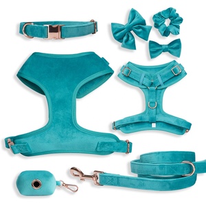Set Harness dan Tali Anjing Desainer yang Dapat Disesuaikan, Grosir Produsen 2023, Set Kalung dan Tali Anjing Beludru Kustom - Product Image 6