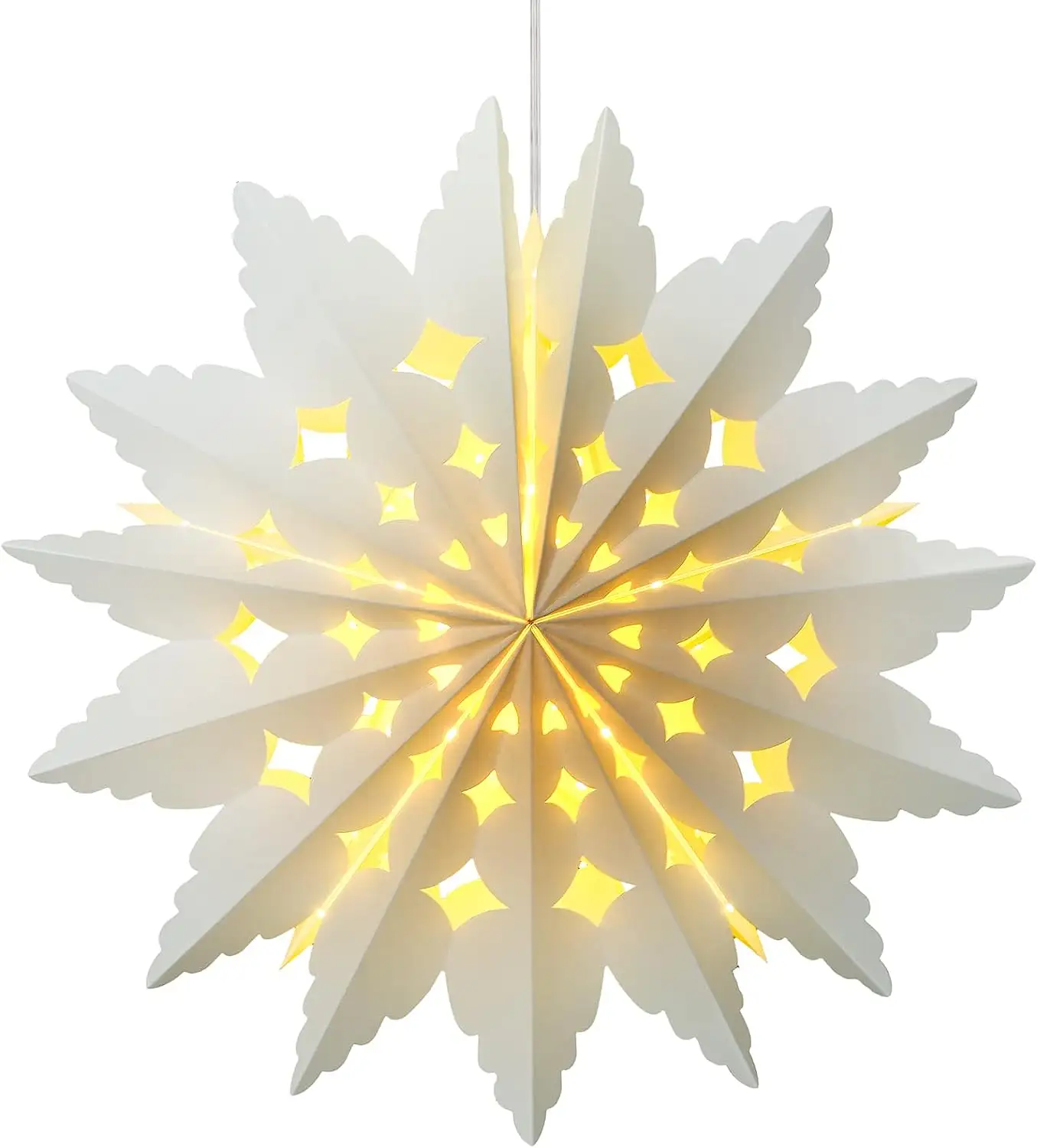 Christmas Star Snowflake Paper Lantern with Light Timer Paper Lamp Party Supplies Hanging Decoration for Weddings Christmas Tre
