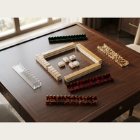 CHIVAN – Ensemble de 4 supports de Mahjong de luxe avec bras de poussée, écologiques et durables, pour les soirées de jeu à la maison ou au club