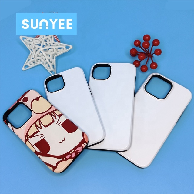 Sunyee Wholesale for iPhone 14 Pro 3D Sublimation Phone Case Custom Printed TPU PC 2 in 1 DIY Blank Cover