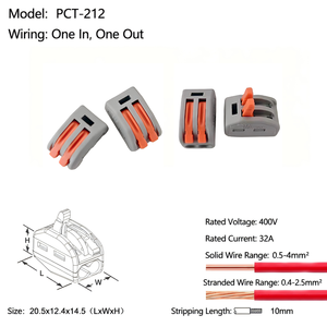 PCT-212 1-in-1-Out Schnellverbinder 32A 250V-400V Push-in Hebelklemmenblock Schnellverbindung 0,08-4,0mm² <span class=keywords><strong>LED</strong></span>-Beleuchtung - Product Image 2