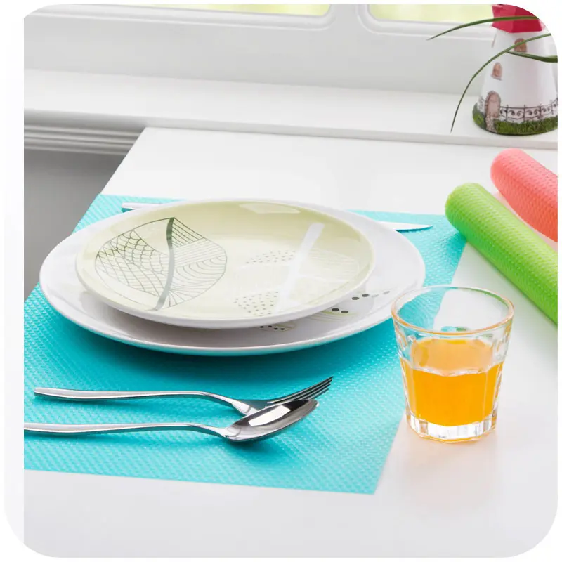 Tikar kulkas EVA transparan ramah lingkungan plastik panas laci kulkas Liner meja dapur alas tatakan rak Liner