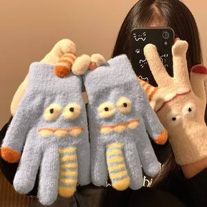 Gants de cyclisme d'hiver chauds et mignons en peluche tricotée, résistants au froid, pour l'extérieur - Product Image 3
