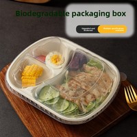 Boîte repas jetable blanche de style américain à couvercle haut, trois compartiments, conteneur à emporter en pulpe de papier, boîte alimentaire sans danger pour le contact alimentaire