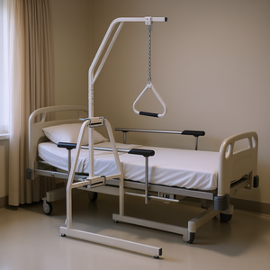 Barra de trapezio para cama, 250 libras, con abrazadera y soporte de suelo, suministros para terapia de rehabilitación - Product Image 2