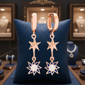 Sun and North Star Design <b>Dangle</b> <b>Earrings</b> Fine Jewellery Turkish Handmade Wholesale 925 <b>Sterling</b> <b>Silver</b> Jewelry - Product Image 3