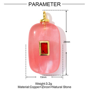 จี้หินธรรมชาติทองเหลือง P67 รุ่นใหม่ ขายดี ประดับด้วยพลอยหลากสี สำหรับทำเครื่องประดับ DIY ขายส่ง - Product Image 4