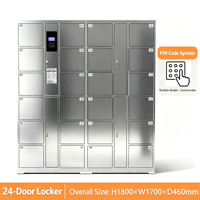 Archivador de Acero Inoxidable de 24 Puertas con Cerradura de Código, Diseño Moderno, Ahorro de Espacio, Almacenamiento Comercial para Oficina