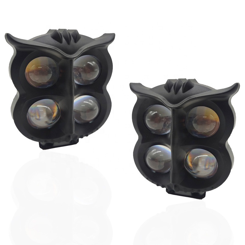 Dual Color Motorcycle Spotlights Led Headlight High and Low Light Mini Driving Lights Work Light Fog Lamp Bulb Car Spotlights
