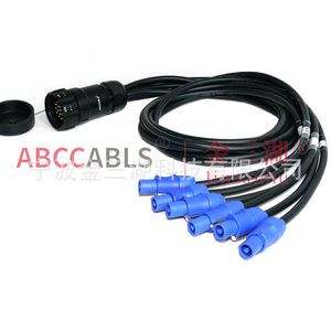 Cable de alimentación Socapex de 19 pines con divisor de conectores Powercon azules (6x) para equipos de iluminación de escenario - Product Image 5