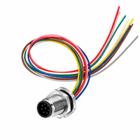 Connecteur M12 à code A mâle pour montage sur panneau PCB, 4, 5, 8 broches, laiton plaqué or, étanche IP67, prise de capteur industrielle, OEM ODM
