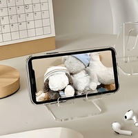Support de téléphone triangulaire en acrylique transparent, style moderne, impression UV, support de bureau, support de diffusion en direct, multi-angles