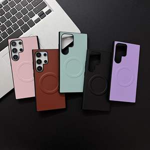 Funda de Teléfono de Piel Sintética Premium para <span class=keywords><strong>Samsung</strong></span> 24SUltra/ S22/S23/S25Ultra con Carga Inalámbrica Magnética Oculta, Accesorios para Teléfono - Product Image 3