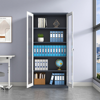 Meubles de rangement de fichiers de bureau en métal de style moderne, armoires de classement en acier à deux portes vitrées, vitrine pour livres pour l'école