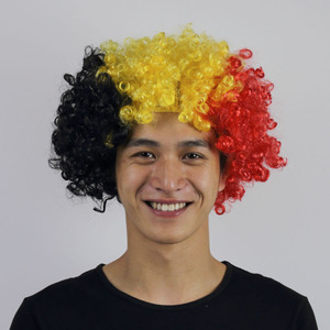 New Hot Sale Sewing Craftsmanship Flag Color Euro Cup PET Material Mullet Headgear Wig Fan Gathering Supplies Carnival Festival