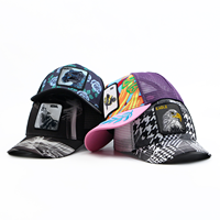 Casquette de camionneur en maille 5 panneaux rose violet personnalisée Nouveau chapeau de sport respirant à la mode Casquette de sport structurée structurée