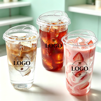 Gobelets en plastique PET jetables personnalisés avec logo pour thé au lait, café glacé, boissons à emporter, lait aux fruits, avec couvercles – Vente en gros