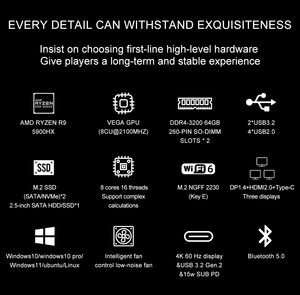 JEUIRCC AMD Ry-zen 3 5400U Ry-zen 9 <span class=keywords><strong>5900H</strong></span> Mini PC Windows 11 Soporte Dual Display Mejor Mini Gaming Pc - Product Image 5