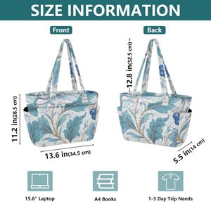 Floral Print Washable Handbag Large Capacity Reusable Tote Bag Polyester Beach Travel Shop Daily Use - Product Image 3