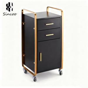 Stainless Steel Gold Salon Hairdressing <b>Trolley</b> with Hairdryer Stand 3 Drawers Easy to Move and Customizable - Product Image 4