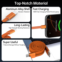 Cable Magnético Tipo C de 240W al por Mayor OEM, Cable de Datos USB C de Carga Rápida de 3 pies, 6 pies y 10 pies para Teléfono, Tableta y Portátil, Kit de Cable Plano USB