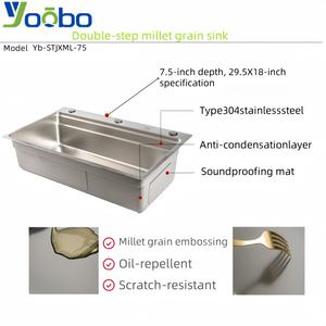 Lavello da <span class=keywords><strong>Cucina</strong></span> Ergonomico Monoblocco Senza Curvatura in Acciaio Inox 304, <span class=keywords><strong>Doppio</strong></span> Gradino, Nano, Fatto a Mano, Sottopiano, Senza Rubinetto - Product Image 3