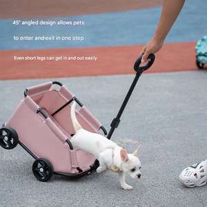<span class=keywords><strong>Poussette</strong></span> pour animaux de compagnie 4 roues pliant chariot extérieur portable pour petits chiens roulant chat transporteur - Product Image 4