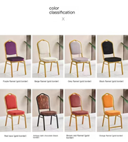 Chaise de banquet empilable en métal doré (fer/acier) pour restaurant et hôtel, design de luxe, vente en gros
