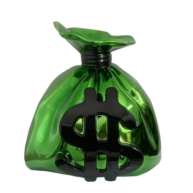 Hot-sale Creative Popular Resin Indoor Home Decor Sculpture Green Dollar Money Bag Sculpture for Home Office Shop Hotel Decor